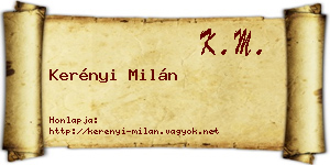 Kerényi Milán névjegykártya